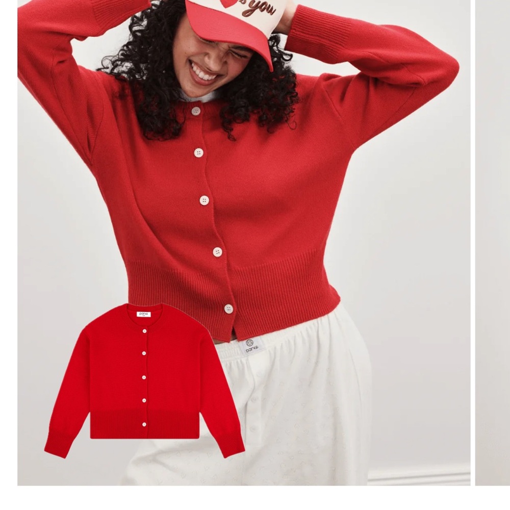 PARKE Cherry Red Button-Up Cardigan - Picture 3 of 3